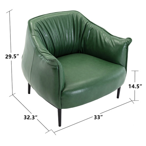 Kadar Leather Barrel Chair-Green Modern Leather Chair | Accent Chairs | Kinwell Furniture | Barrel Chairs